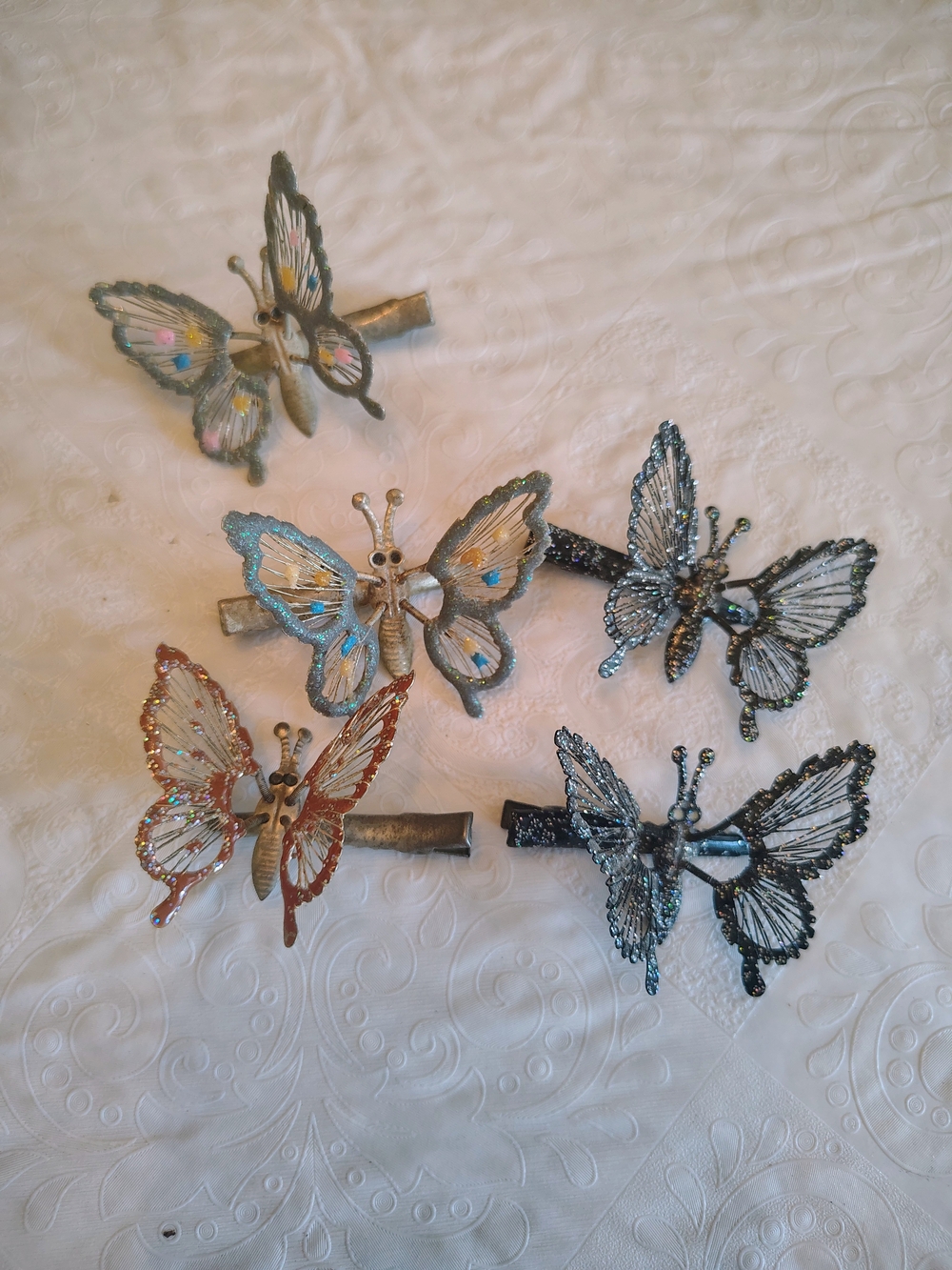 Beaded Butterfly Hair Clips - Multicolor Set